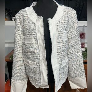 NANETTE LEPORE Women's Tweed Jacket - White and Gray Beautiful